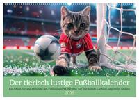 Der tierisch lustige Fußballkalender (Wandkalender 2025 DIN A2 quer), CALVENDO Monatskalender