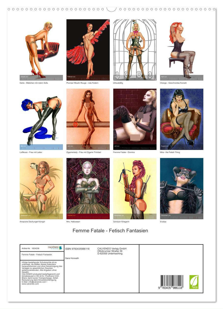 Femme Fatale - Fetisch Fantasien (hochwertiger Premium Wandkalender 2025 DIN A2 hoch), Kunstdruck in Hochglanz