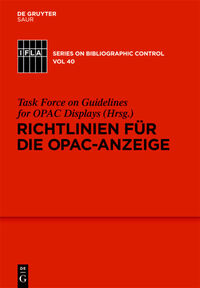 Vorderes Coverbild Richtlinien für die OPAC-Anzeige