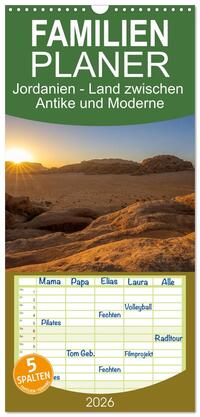 Familienplaner 2026 - Jordanien - Land zwischen Antike und Moderne mit 5 Spalten (Wandkalender, 21 x 45 cm) CALVENDO