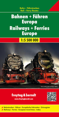 Vorderes Coverbild Bahnen + Fähren Europa, Eisenbahnkarte 1:5,5 Mio.