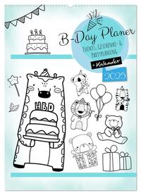 Vorderes Coverbild Geburtstagsplaner Doodle Tiere - Für Termine, Geschenke, Eventdetails & mehr (Wandkalender 2025 DIN A2 hoch), CALVENDO Monatskalender