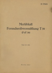 Vorderes Coverbild D 775/5 Merkblatt Fernschreibvermittlung T 39 (FsV 39)