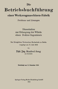 Die Betriebsbuchführung einer Werkzeugmaschinen-Fabrik