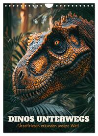 Dinos unterwegs: Urzeitriesen erkunden unsere Welt (Wandkalender 2025 DIN A4 hoch), CALVENDO Monatskalender