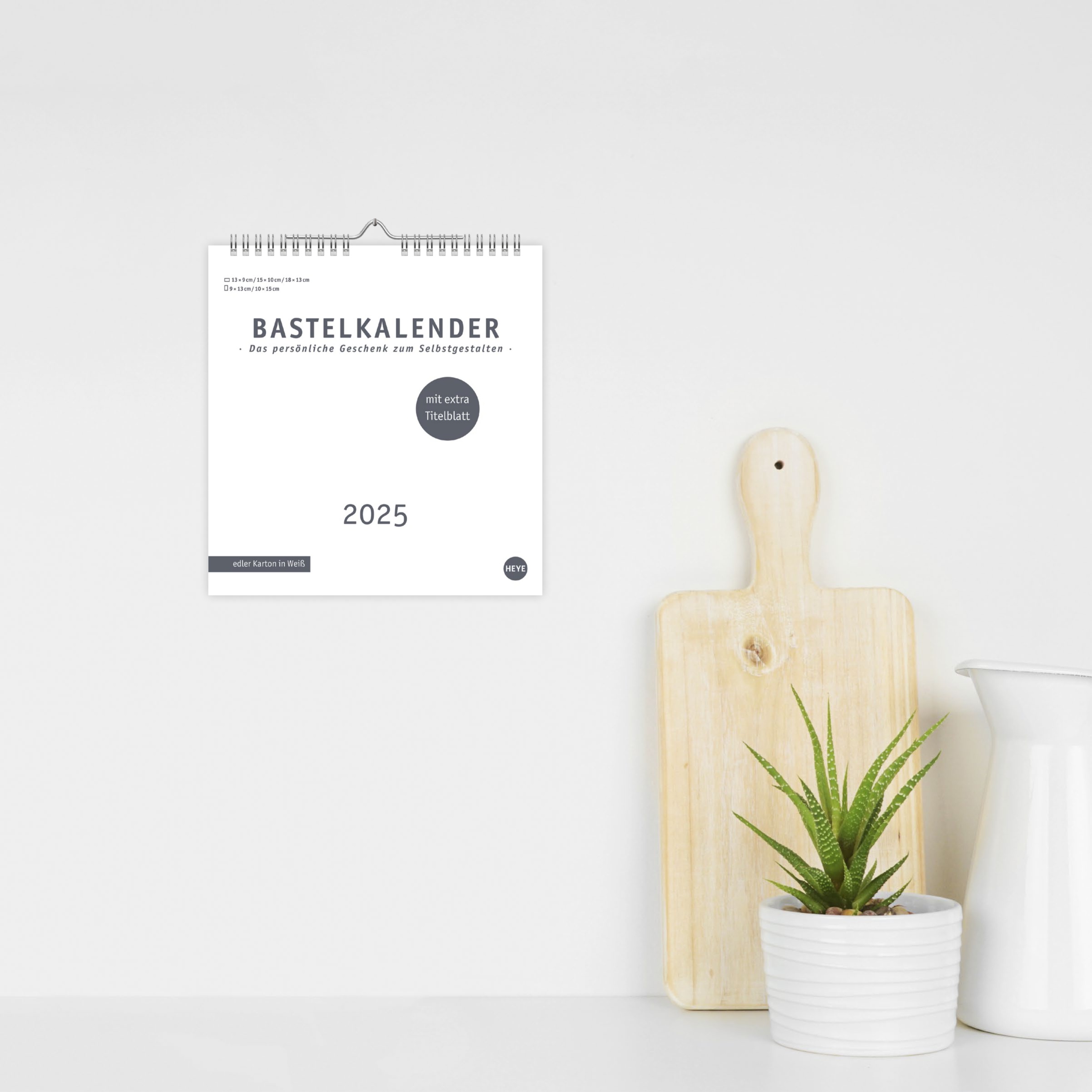 Premium-Bastelkalender weiß mittel 2025