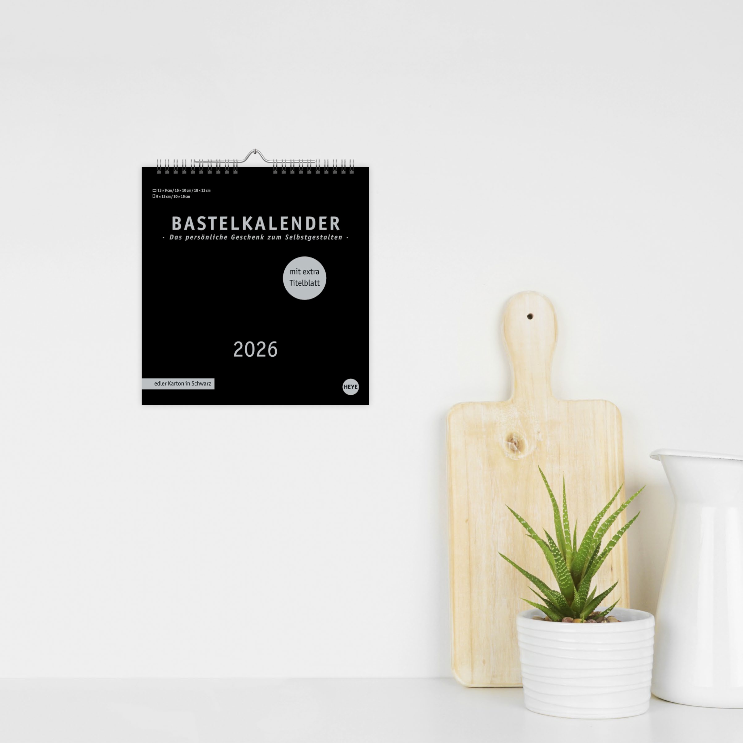 Premium-Bastelkalender schwarz mittel 2026