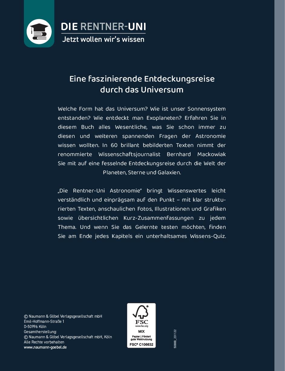 Rückseitencover Astronomie - Wissen leicht gemacht