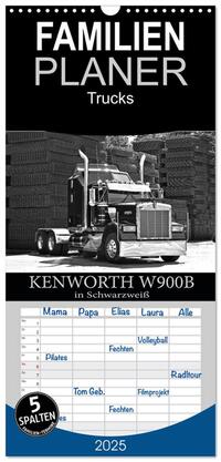 Vorderes Coverbild Familienplaner 2025 - KENWORTH W900B - in Schwarzweiß mit 5 Spalten (Wandkalender, 21 x 45 cm) CALVENDO