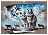 Die Eleganz der Wölfe - Mythische Begegnungen in der Natur (Wandkalender 2025 DIN A2 quer), CALVENDO Monatskalender