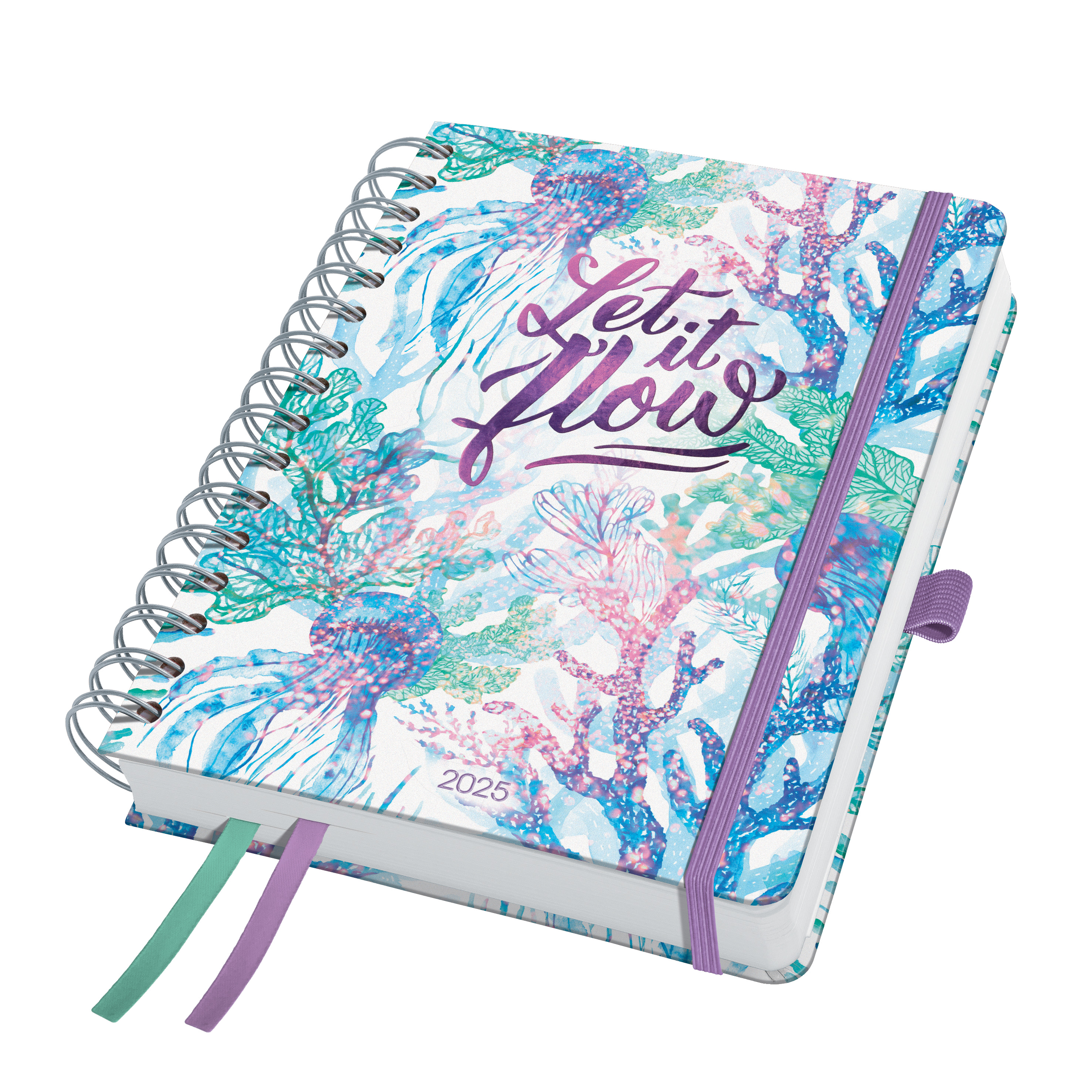 SIGEL J5604 Spiral-Kalender Jolie 2025 , ca. A5, lila, grün, blau