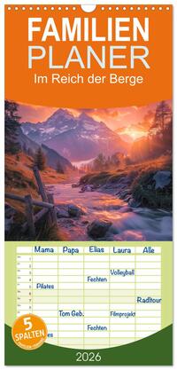 Familienplaner 2026 - Im Reich der Berge mit 5 Spalten (Wandkalender, 21 x 45 cm) CALVENDO