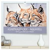Kunstkalender - Aquarell. Eine gute Zeit zum Malen (hochwertiger Premium Wandkalender 2025 DIN A2 quer), Kunstdruck in Hochglanz