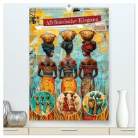 Afrikanische Eleganz - Illustrationen in harmonischen Farben (hochwertiger Premium Wandkalender 2026 DIN A2 hoch), Kunstdruck in Hochglanz
