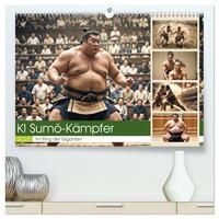 KI Sumo-Kämpfer Im Ring der Giganten (hochwertiger Premium Wandkalender 2025 DIN A2 quer), Kunstdruck in Hochglanz