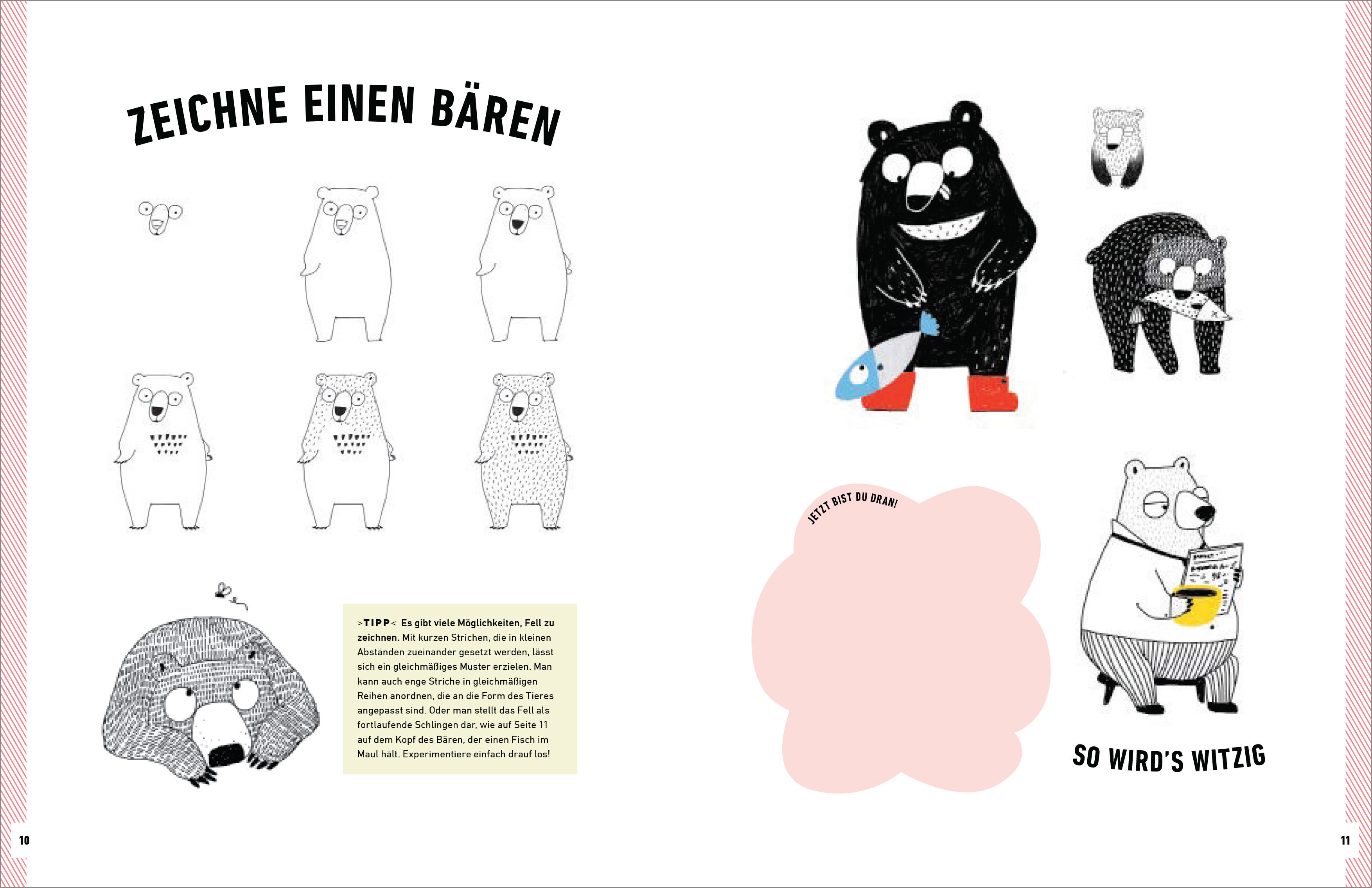 Beispielinhalt (Bild) Witzige Tiere zeichnen