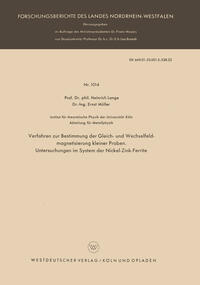 Vorderes Coverbild Verfahren zur Bestimmung der Gleich- und Wechselfeldmagnetisierung kleiner Proben. Untersuchungen im System der Nickel-Zink-Ferrite