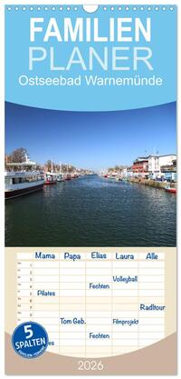 Familienplaner 2026 - Ostseebad Warnemünde mit 5 Spalten (Wandkalender, 21 x 45 cm) CALVENDO