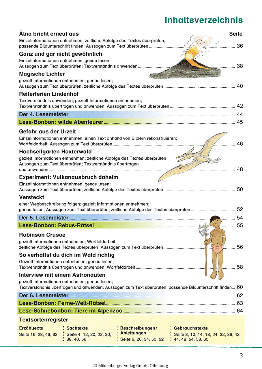 Beispielinhalt (Bild) Das Übungsheft Lesen 4