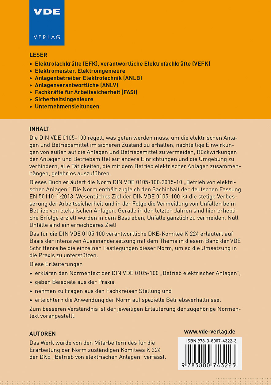 Betrieb von elektrischen Anlagen
