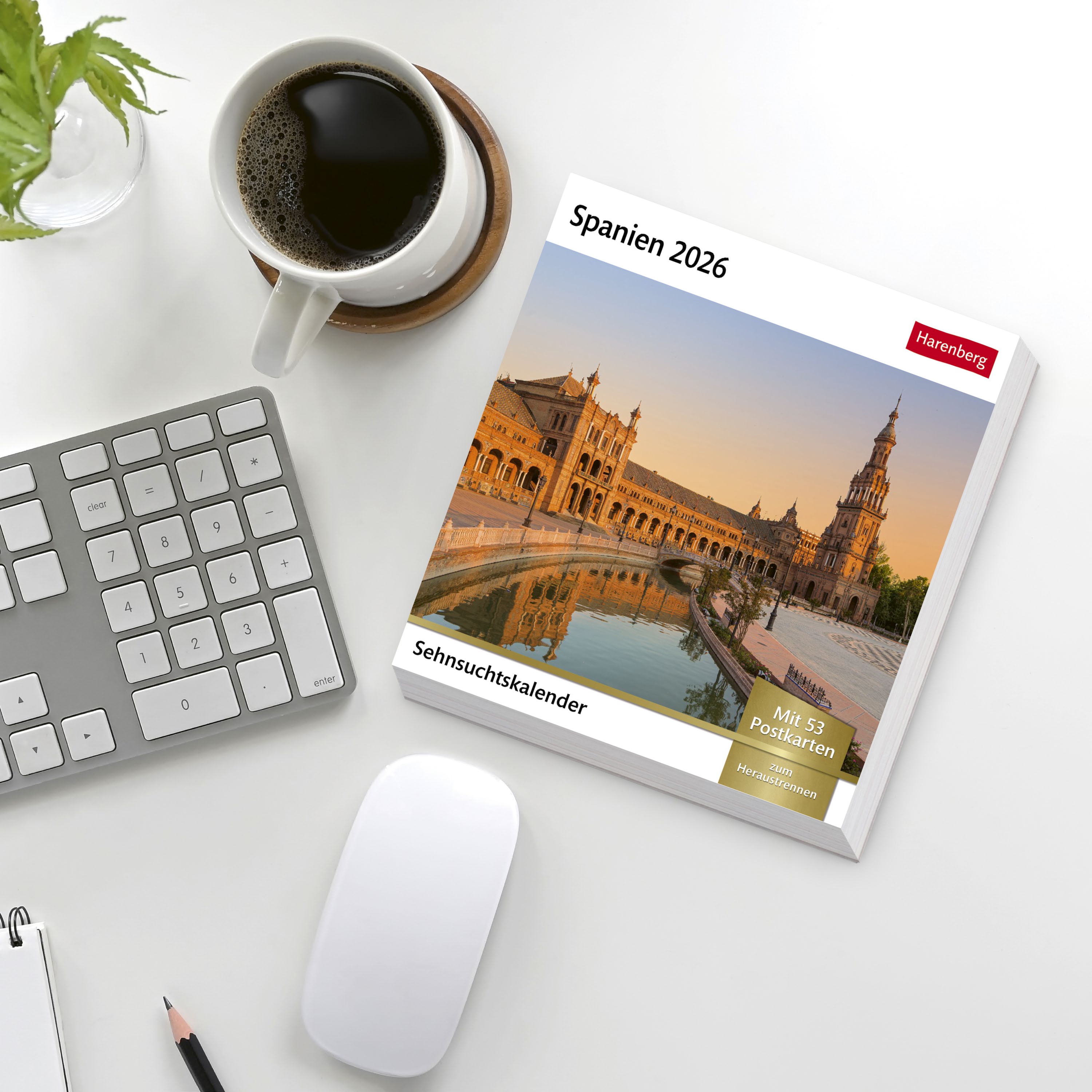 Spanien Sehnsuchtskalender 2026 - Wochenkalender mit 53 Postkarten