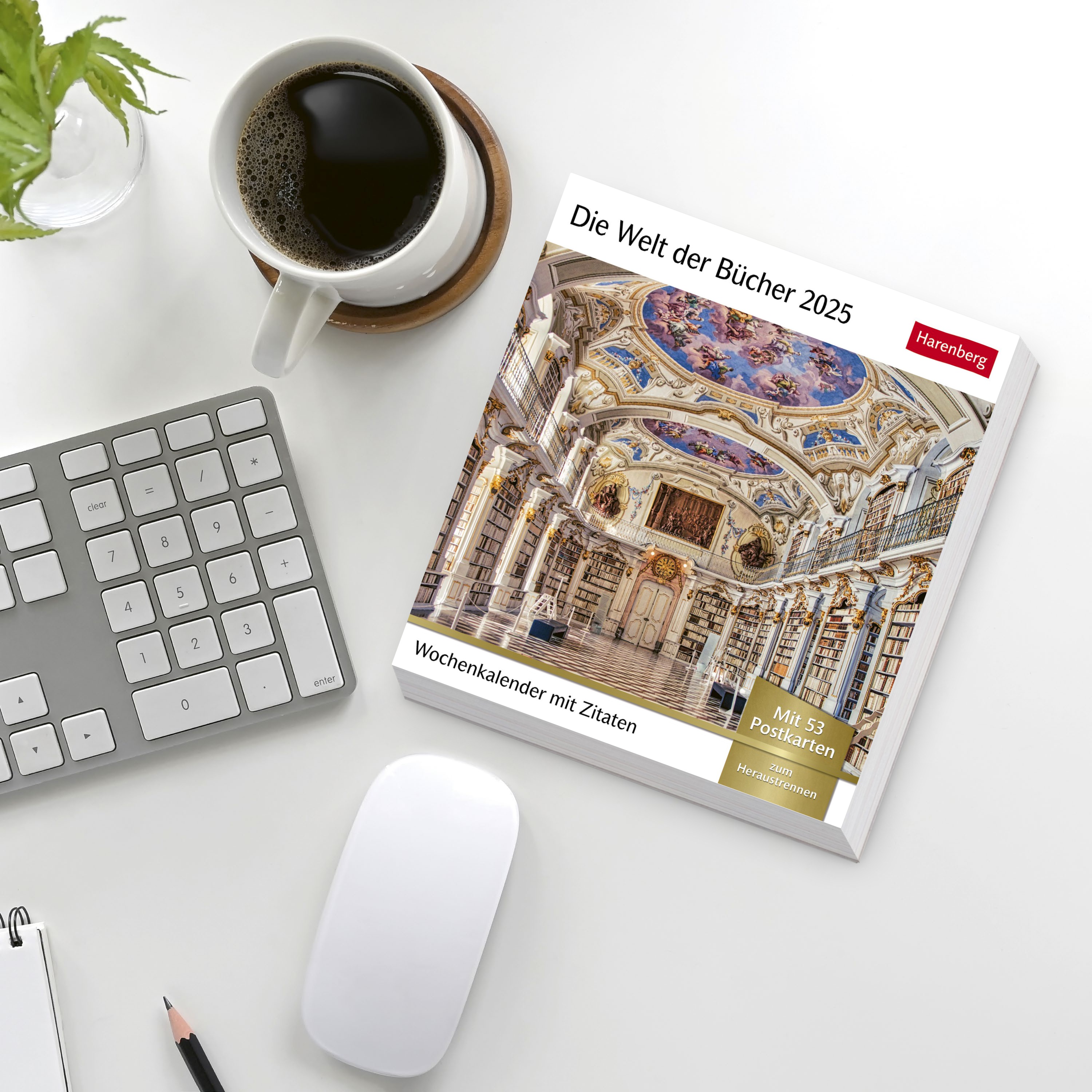 Die Welt der Bücher Postkartenkalender 2025 - Wochenkalender mit 53 Literaturpostkarten