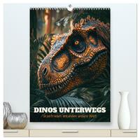 Dinos unterwegs: Urzeitriesen erkunden unsere Welt (hochwertiger Premium Wandkalender 2025 DIN A2 hoch), Kunstdruck in Hochglanz