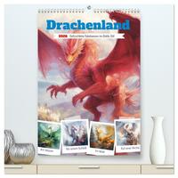 Drachenland. Gefürchtete Fabelwesen im Gotik-Stil (hochwertiger Premium Wandkalender 2026 DIN A2 hoch), Kunstdruck in Hochglanz