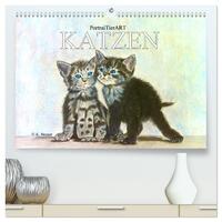 KATZEN PortraiTierART (hochwertiger Premium Wandkalender 2026 DIN A2 quer), Kunstdruck in Hochglanz