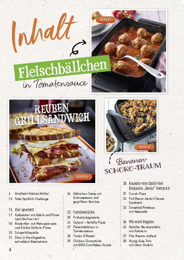 Beispielinhalt (Bild) Tefal OptiGrill Magazin: So leicht geht lecker