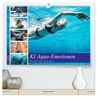 KI Aqua-Emotionen - Ein Jahr voller Wassersport (hochwertiger Premium Wandkalender 2025 DIN A2 quer), Kunstdruck in Hochglanz
