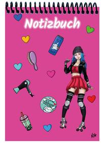 Vorderes Coverbild A 5 Notizblock Manga Enora, pink, blanko