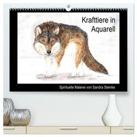 Krafttiere in Aquarell (hochwertiger Premium Wandkalender 2026 DIN A2 quer), Kunstdruck in Hochglanz