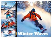 Winter Waves - KI-Kunst trifft auf Snowboard-Action (Tischkalender 2025 DIN A5 quer), CALVENDO Monatskalender
