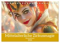 Mittelalterliche Zirkusmagie - Illustrationen (Tischkalender 2026 DIN A5 quer), CALVENDO Monatskalender