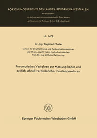 Pneumatisches Verfahren zur Messung hoher und zeitlich schnell veränderlicher Gastemperaturen