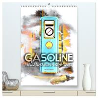 Gasoline - Vintage Tanksäulen in Szene gesetzt (hochwertiger Premium Wandkalender 2026 DIN A2 hoch), Kunstdruck in Hochglanz