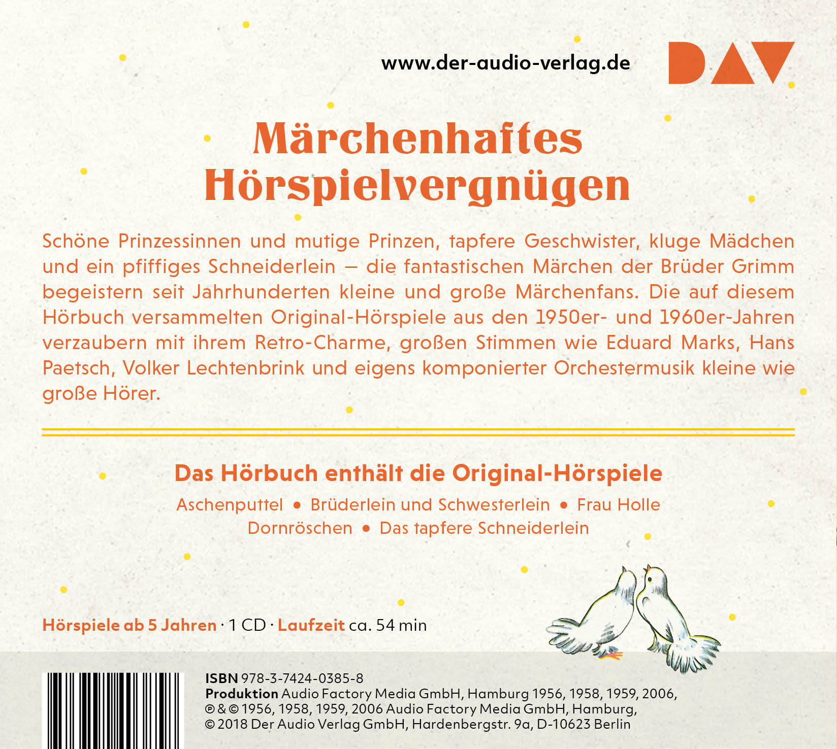 Rückseitencover Aschenputtel und weitere Märchen