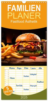 Familienplaner 2025 - Fastfood Ästhetik mit 5 Spalten (Wandkalender, 21 x 45 cm) CALVENDO
