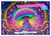 Vorderes Coverbild Psychedelische Pilze - Die bunte Welt der magischen Pilze (Wandkalender 2026 DIN A3 quer), CALVENDO Monatskalender