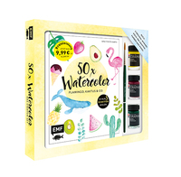 Vorderes Coverbild 50 x Watercolor – Flamingo, Kaktus & Co. – Starter-Set – Sonderausgabe