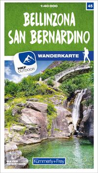 Kümmerly+Frey Wanderkarte 45 Bellinzona, San Bernardino 1:40.000