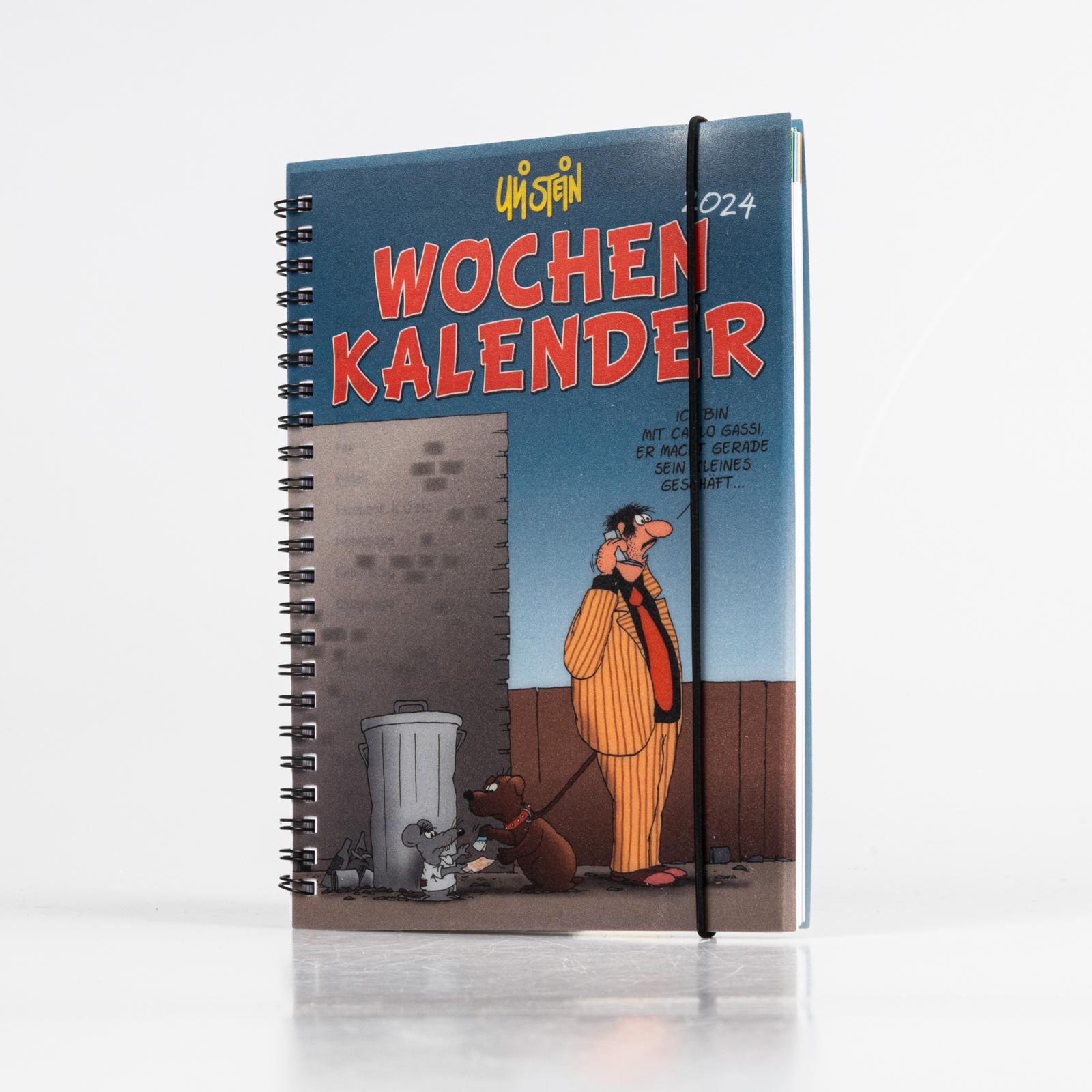Uli Stein Wochenkalender 2024: Taschenkalender mit Spiralbindung und Gummiband