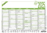 Zettler - Arbeitstagekalender Recycling 2025 weiß/rot, 21x14,8cm, Kalender mit Monatsübersicht, 6 Monate auf 1 Seite, Blauer Engel, Arbeitstage-, Tages- und Wochenzählung und deutsches Kalendarium
