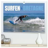 Surfen in der Bretagne (hochwertiger Premium Wandkalender 2025 DIN A2 quer), Kunstdruck in Hochglanz