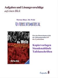 Morton Rhue: Die Welle. Unterrichtsmaterial für den Deutschunterricht der Jahrgangsstufen 8-9 des Gymnasiums: Kopiervorlagen, Stundenabläufe, Tafelanschriften. Aufgaben und Lösungsvorschläge auf einen Blick.