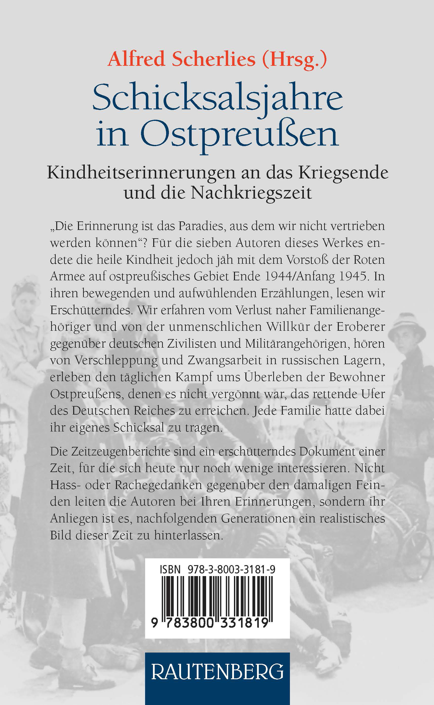 Rückseitencover Schicksalsjahre in Ostpreußen