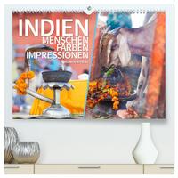 INDIEN Menschen Farben Impressionen (hochwertiger Premium Wandkalender 2025 DIN A2 quer), Kunstdruck in Hochglanz