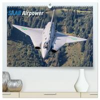 Saab Airpower (hochwertiger Premium Wandkalender 2025 DIN A2 quer), Kunstdruck in Hochglanz