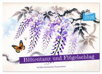 Blütentanz und Flügelschlag - Im Stile chinesischer Tuschmalerei (Wandkalender 2026 DIN A2 quer), CALVENDO Monatskalender